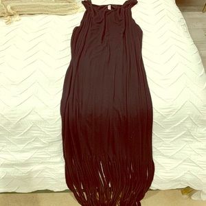 Black dress with fringe at bottom